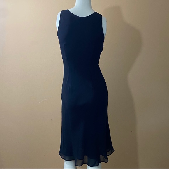 Sz 0 Express Black Silk Slip on Dress - Picture 3 of 5
